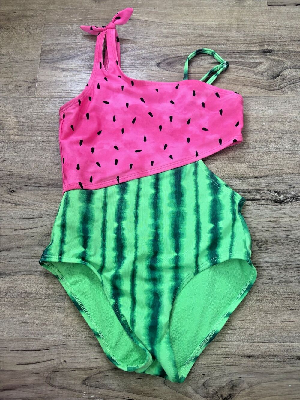 Cat & Jack Girls M (8) Pink/Green Watermelon One-Piece Swimsuit Summertime Fruit